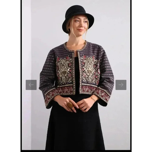 Soft Surroundings Mandala Bolero Jacket size 2X New Beaded sequin embellished - Picture 1 of 14
